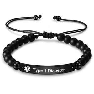 Engraved Bead Type 1 Diabetes Medical Alert ID